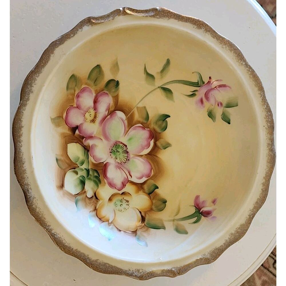 VTG Homco Japan 1186 floral Cherry blossom Bowl 9" Handpainted Mid Century